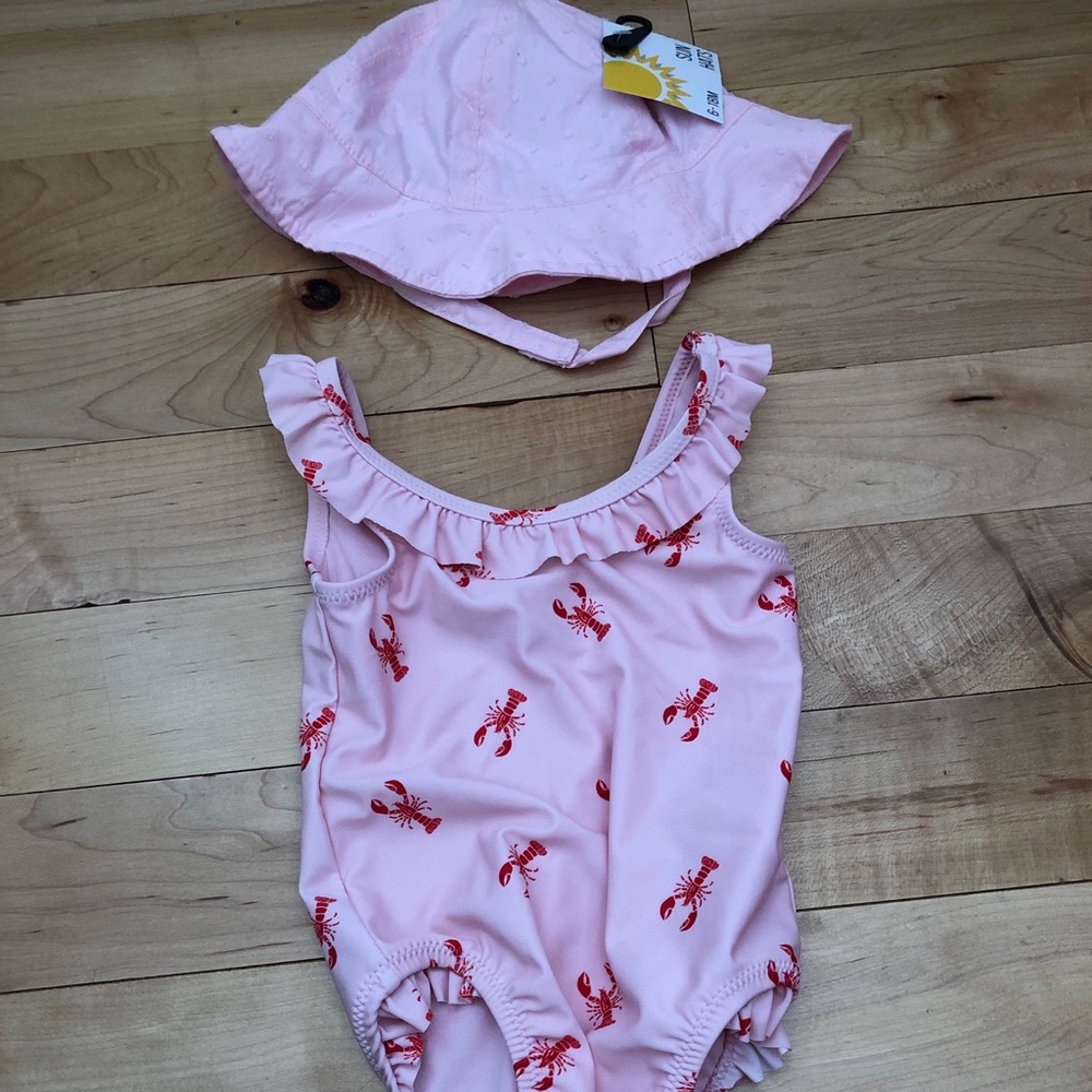 Lobster bathing suit and hat